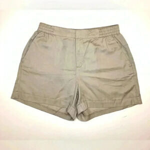 A New Day Women's Khaki Cuffed Shorts Elastic Waistband Lyocell Size- Medium